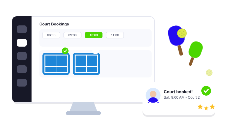 Pickleball court booking dashboard on Umasenso